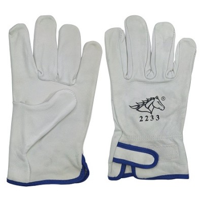 Găng tay da hàn 2233  Tig, mig (25cm) (Viền xanh Dày xé)